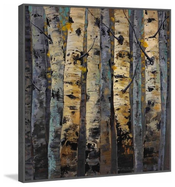 "Gold Infusion II" Floater Framed Painting Print on Canvas, 32"x32"