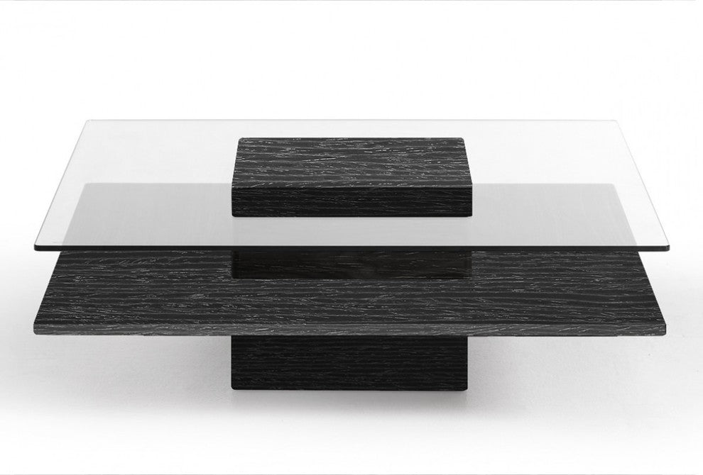 Modrest Clarion Modern Gray Elm and Glass Coffee Table