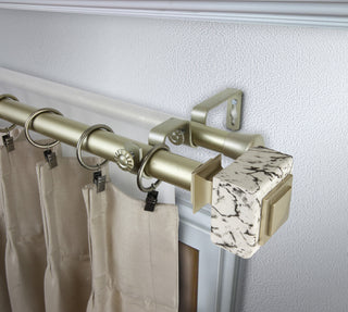 Brielle 1" Diameter Double Curtain Rod, Gold, 48-84"