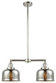 Large Bell 2-Light Chandelier, Polished Nickel, Glass: Silver Mercury