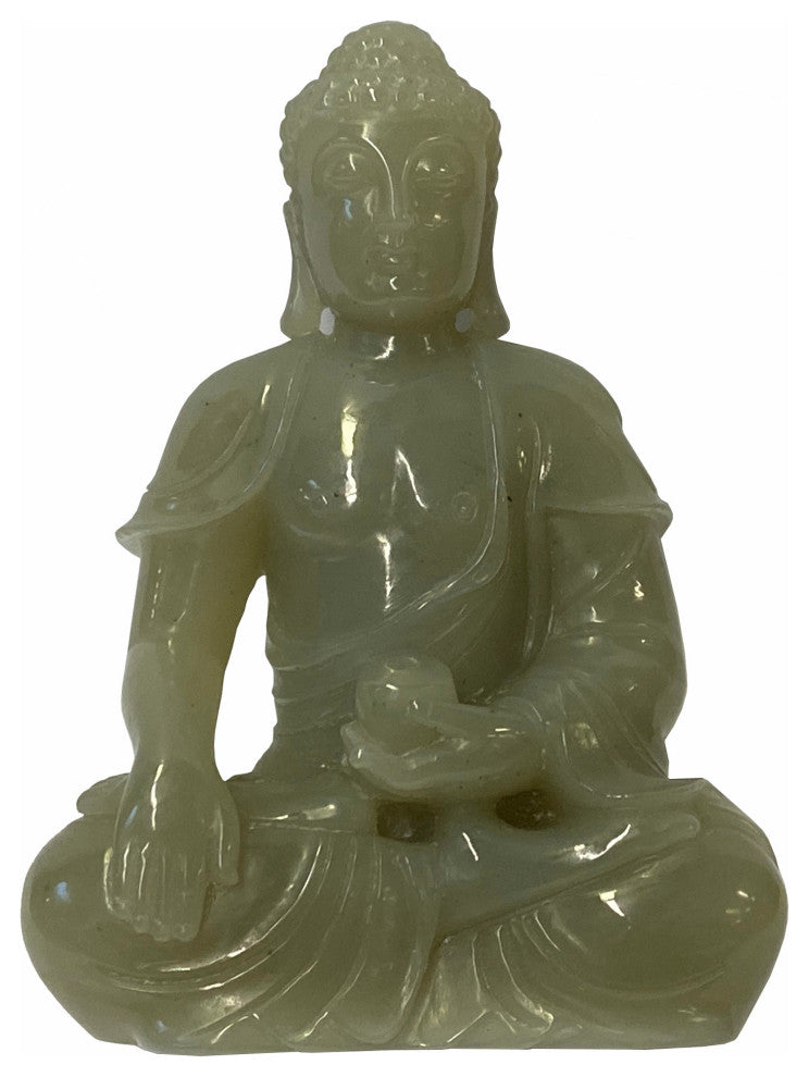 Chinese Jade Stone Sitting Buddha Gautama Amitabha Shakyamuni Statue Hws1810
