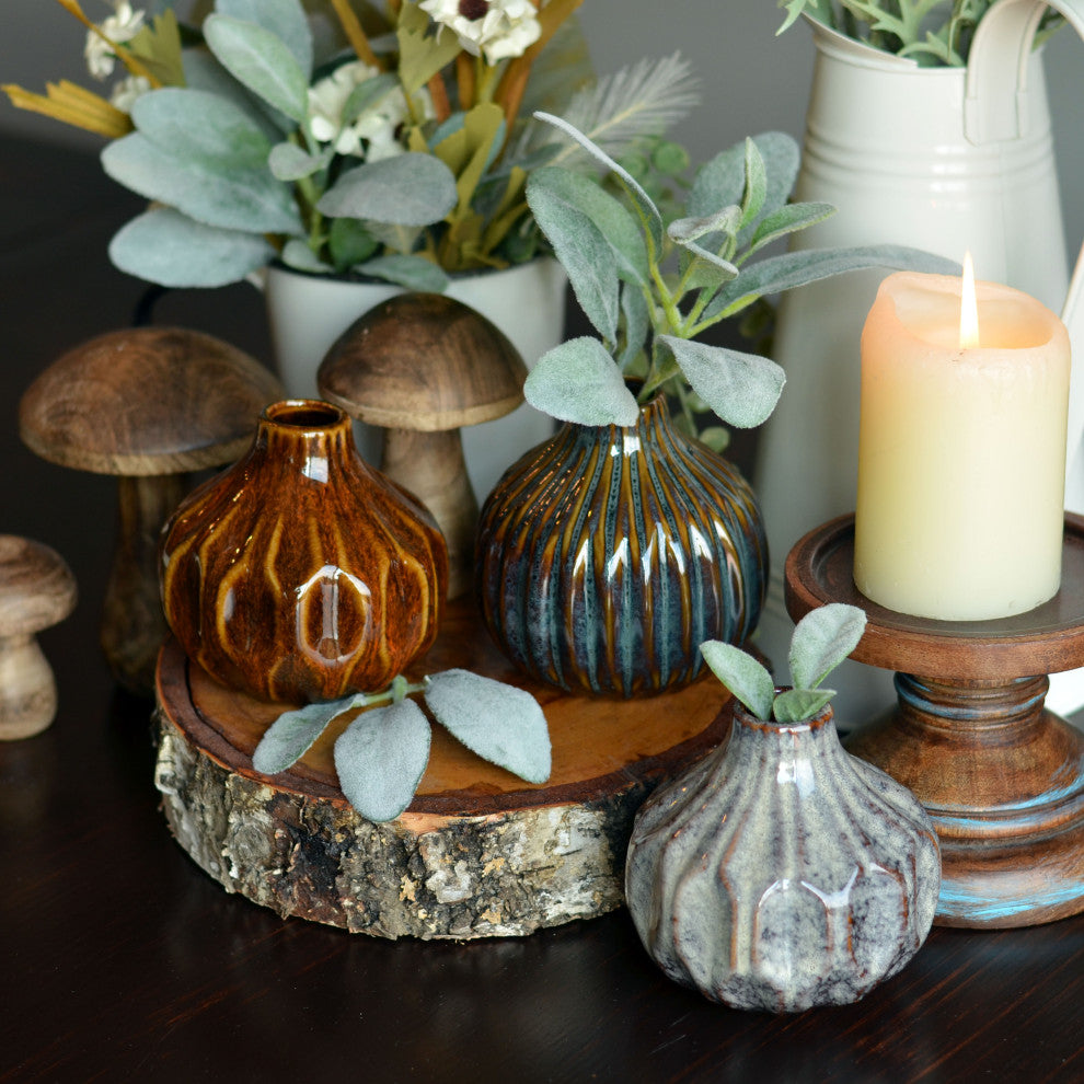 3 Piece Reactive Glazed Vase Set
