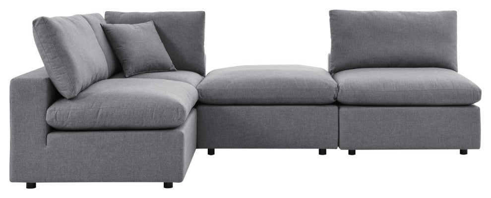 Modular Lounge Sectional Deep Sofa Set, Sunbrella, Gray, Modern, Outdoor