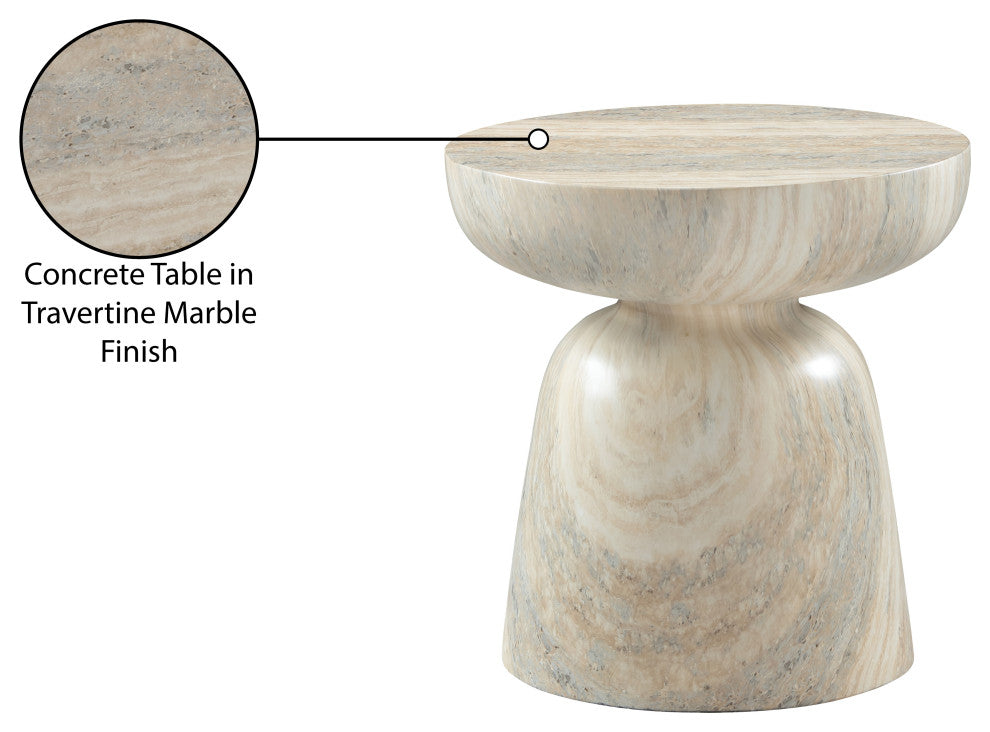Avellino Finished Concrete Indoor/Outdoor End / Side Table, Travertine