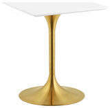 Lippa Square Dining Table With Gold Base, 24"