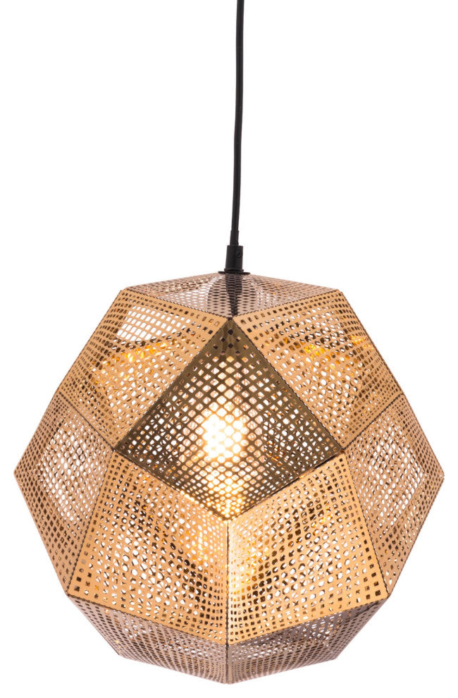 Pendant Ceiling Light Fixture, Steel Metal, Gold, Kitchen Lounge Cafe Bistro