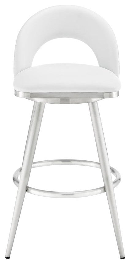 Charlotte Swivel Counter or Bar Stool in Faux Leather and Metal