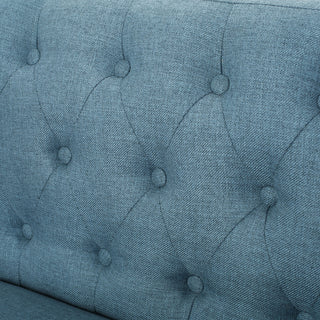 GDF Studio Eunice Petite Mid Century Modern Tufted Fabric Sofa, Blue