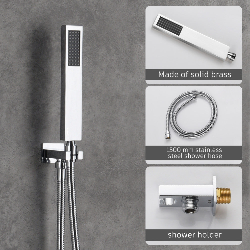 CASAINC 10" Ceiling Mount Dual Rainfall Shower Head Shower System Kit, Chrome