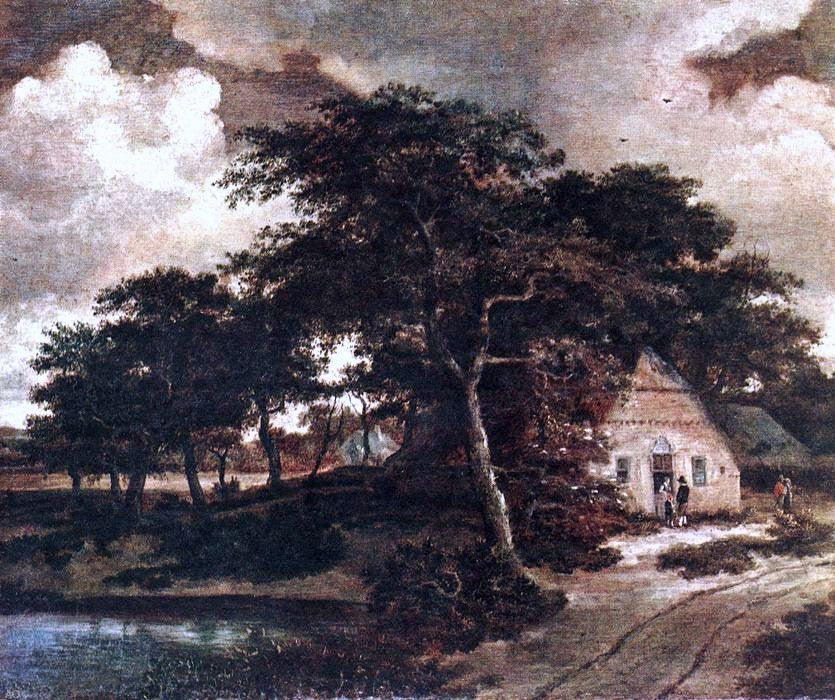 Meindert Hobbema Landscape With a Hut, 20"x25" Wall Decal
