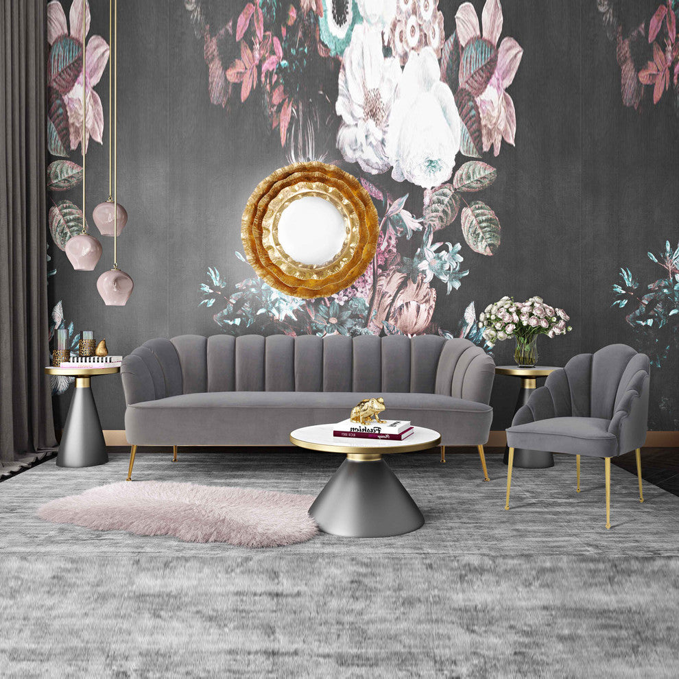 Gray Art Deco Hollywood Regency Glam Couch