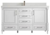 Aberdeen 60 Single Bathroom Vanity in White 2" Carrara Quartz