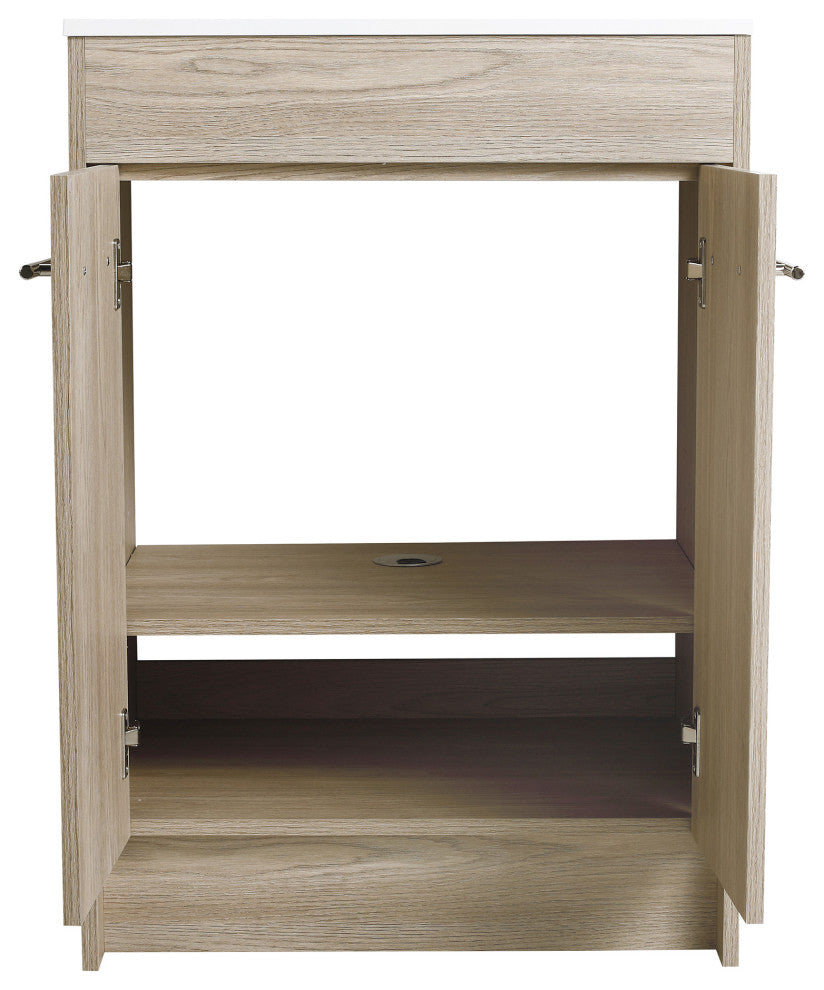 24 Inch Plywood Freestanding Bathroom Vanity With Resin Sink and Doors and shelf