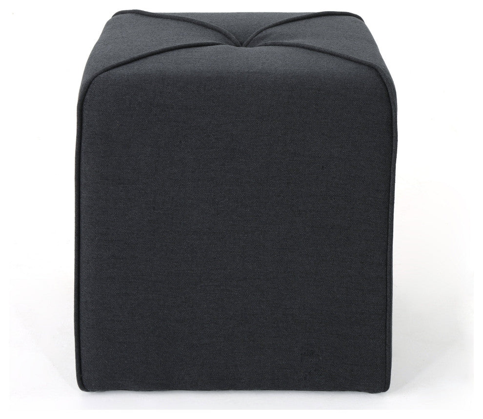GDF Studio Tammy Fabric Square Ottoman, Dark Charcoal