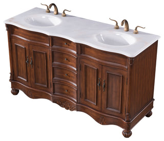 60" Double Bathroom Vanity, Teak