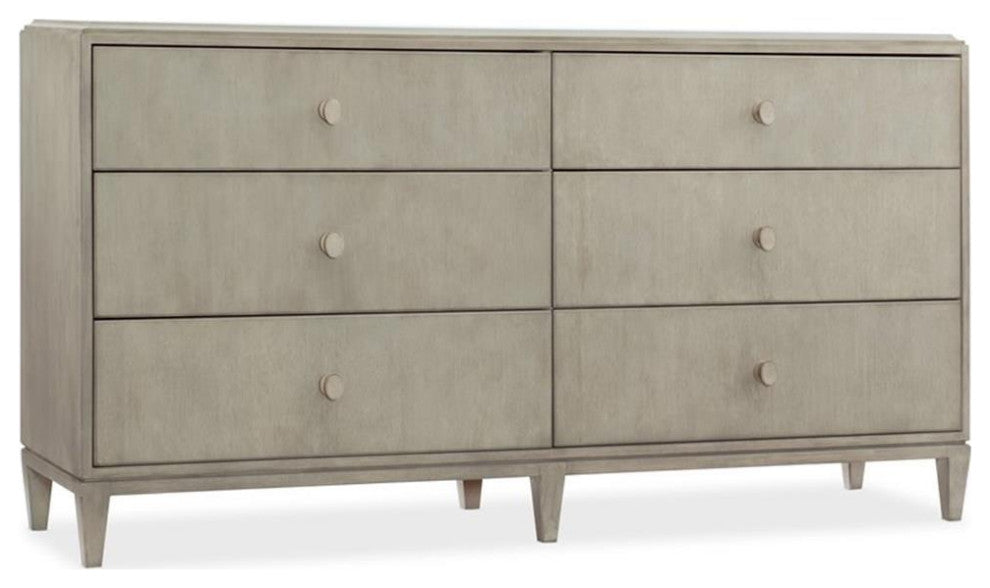 Catania Modern / Contemporary Six-Drawer Dresser in Silver Finish