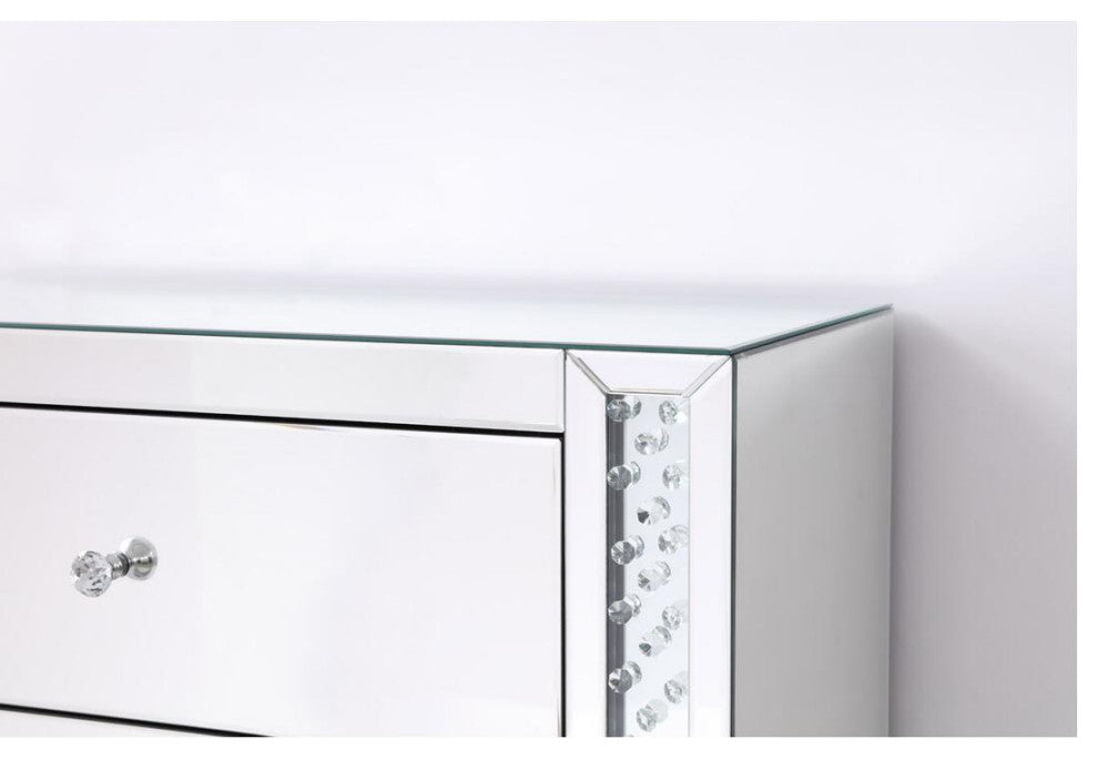 34" Clear Crystal Mirrored Five Drawer Cabinet