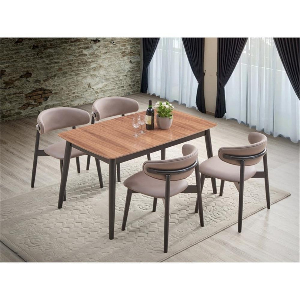 Pemberly Row 19" Fabric & Wood Side Chair in Gray/Black (Set of 2)
