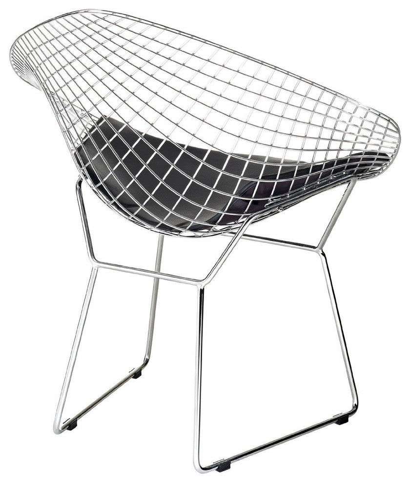 Diamond Lounge Chair- Chromed Steel Wire Frame Lounge Arm Chair