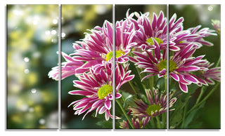Purple Chrysanthemum Flower, Floral Canvas Art Print, 48"x28", 4 Panels