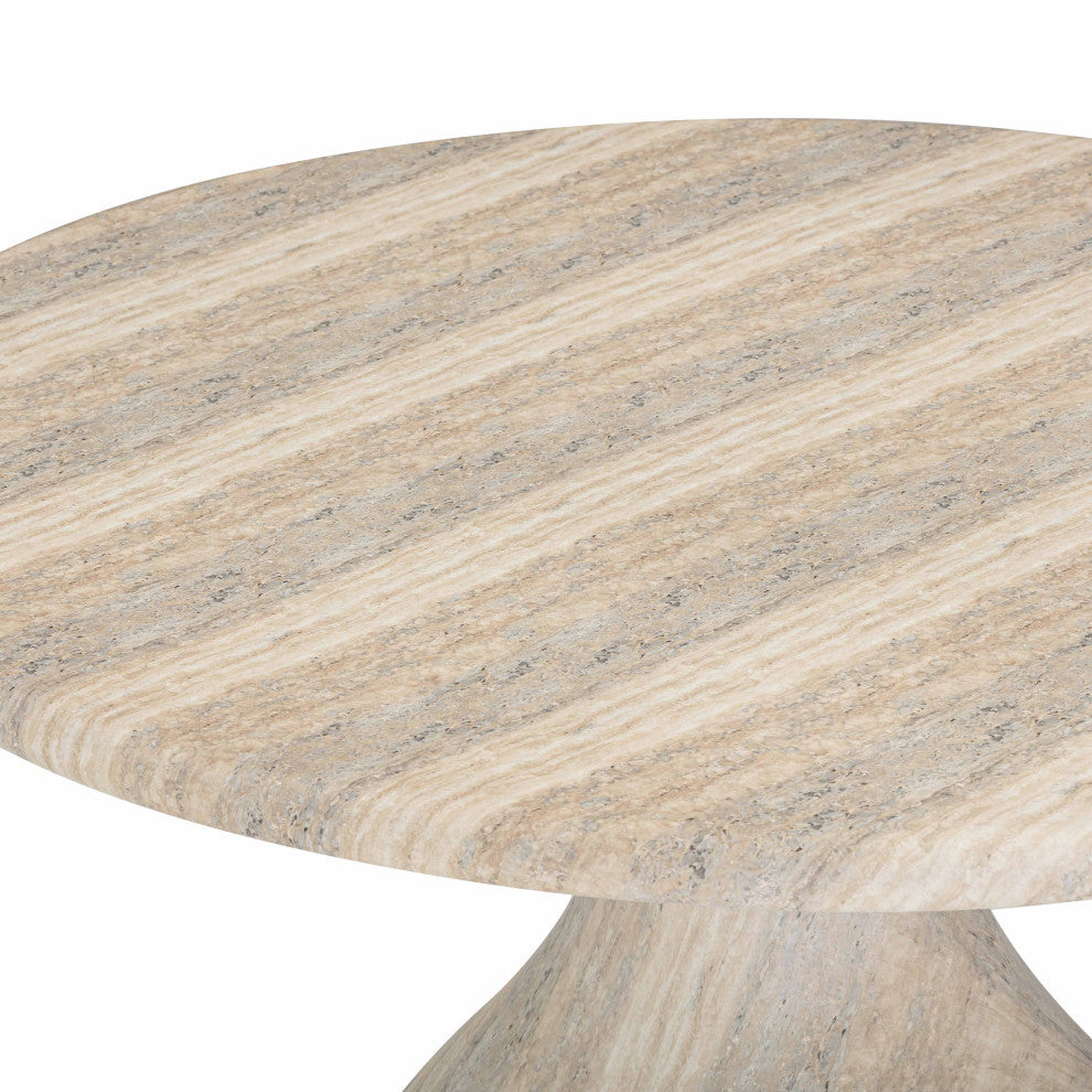 Smooch Indoor/Outdoor Dining Table, Travertine, 47"