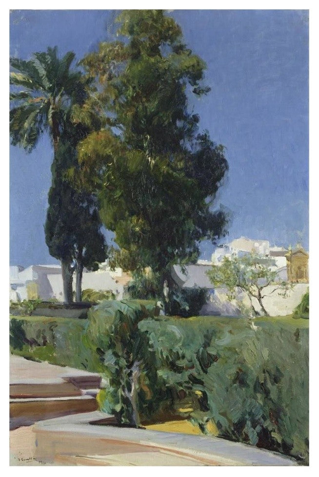 "Corner of the Garden, Alcazar, Sevilla" Paper Art, 22"x32"