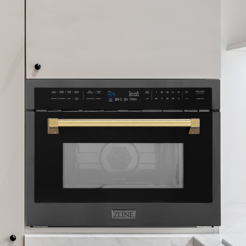ZLINE 24" Microwave Oven, Black Stainless With Gold MWOZ-24-BS-G