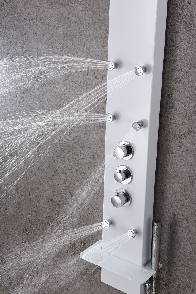 ANZZI Panther 60" 6-Jetted Full Body Shower Panel, White