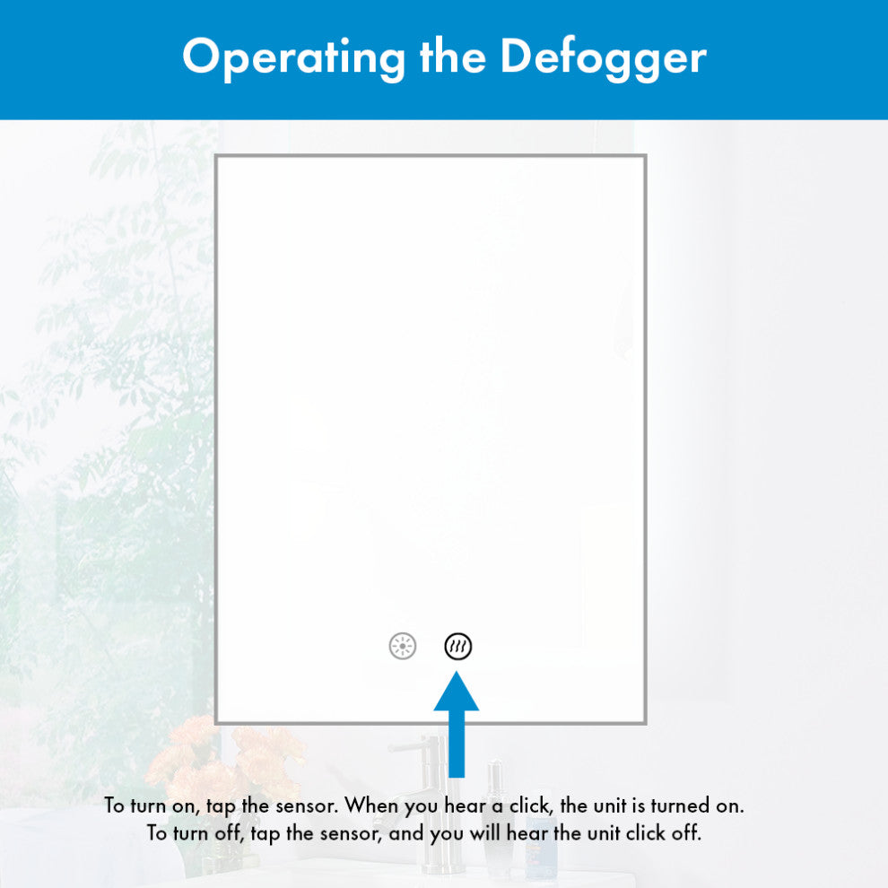Luminous Dimmable LED Mirror with Defogger, 20"x30"x1.75"