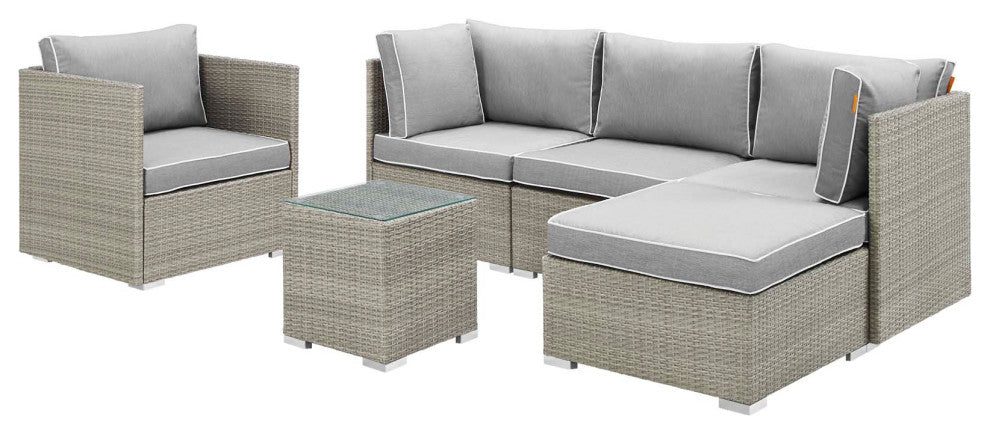 Light Gray Gray Repose 6 Piece Outdoor Patio Sectional Set