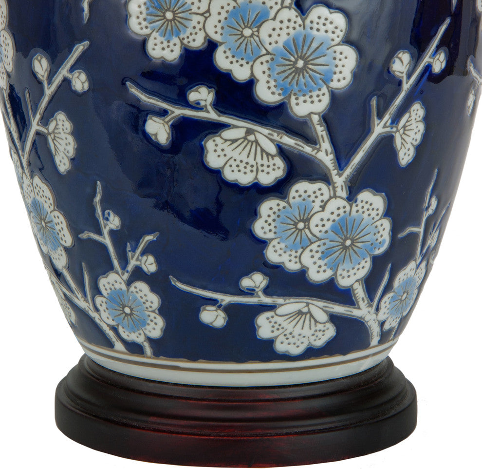 22" Blue Cherry Blossom Lamp