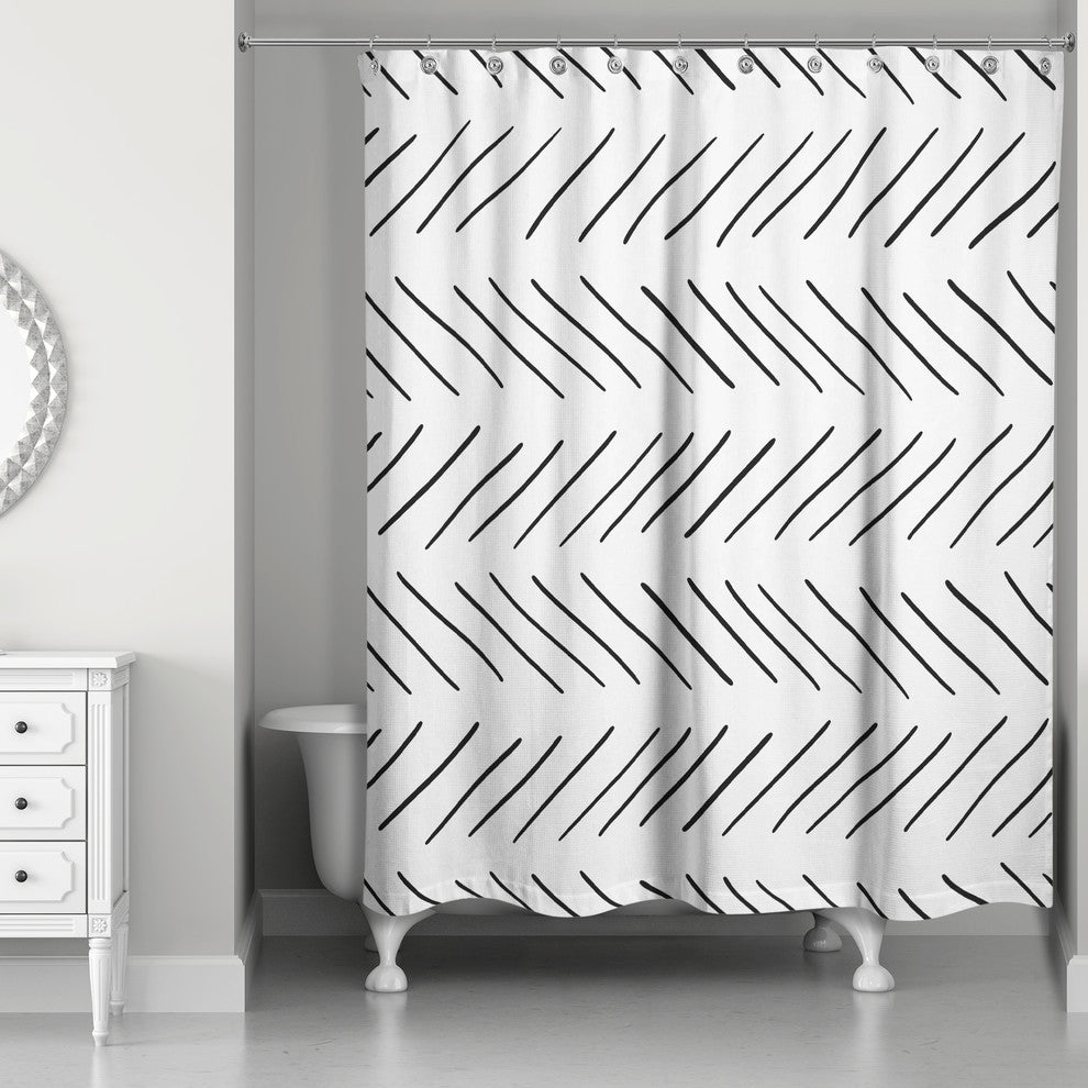 Modern Chevron Shower Curtain, Black