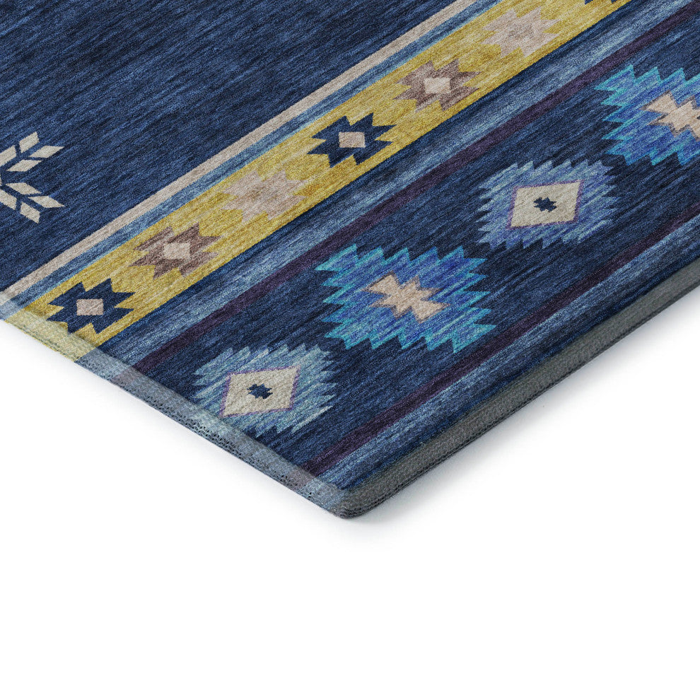 Addison Premium Washable Mayfield AMF179 Blue 3'' x 5'' Rug