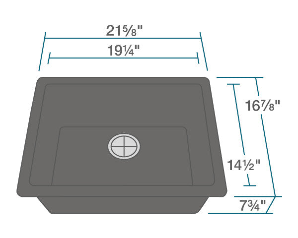 Single Bowl AstraGranite Sink, Silver