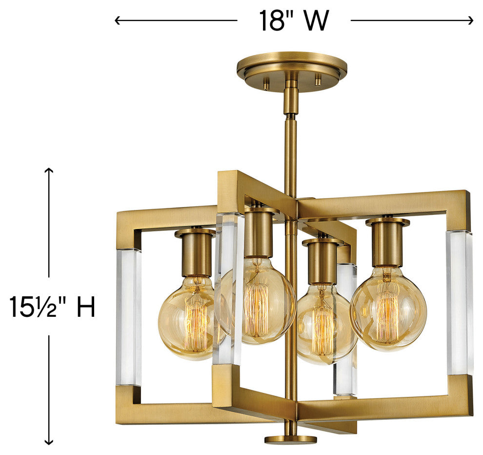 Hinkley Kellen 4-Light Lacquered Brass Semi Flush Mount