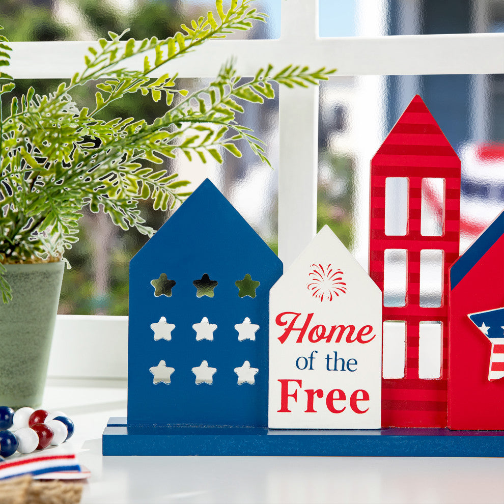 16"L Wooden Patriotic House Table Decor