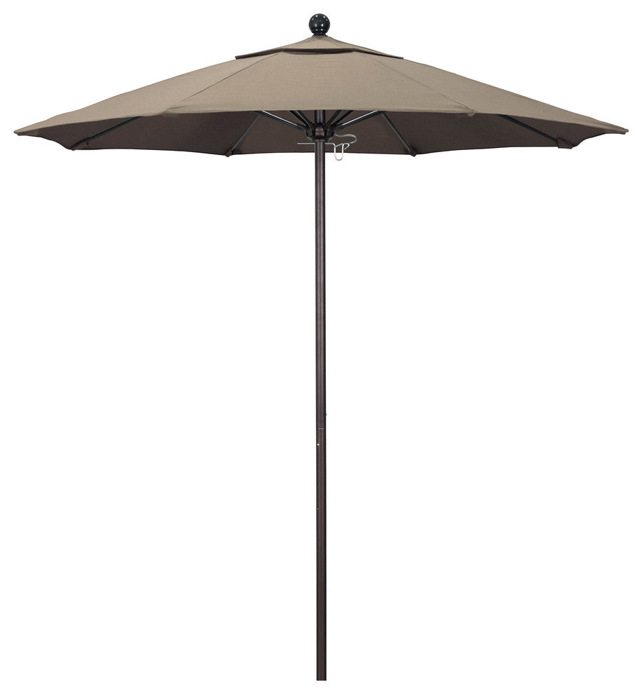 7.5' Fiberglass Umbrella Bronze, Sunbrella, Taupe