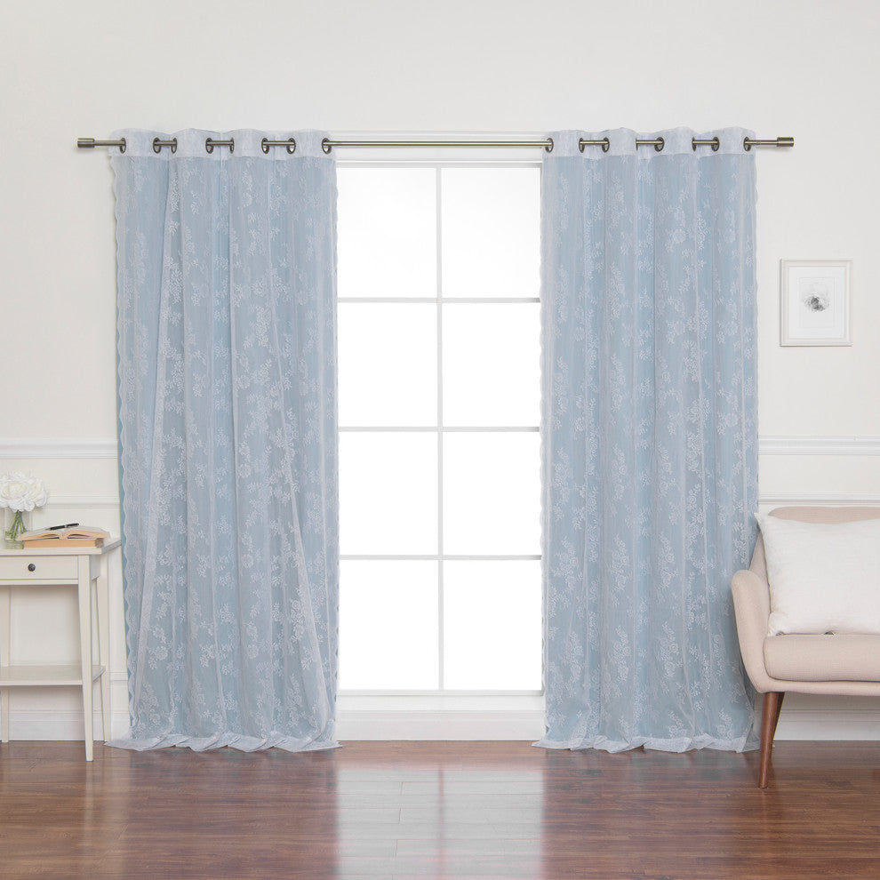 Rose Sheers and Blackout Curtains, Ocean, 52"x96"
