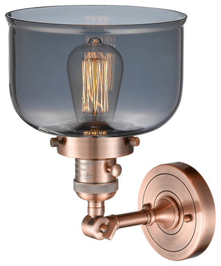 Large Bell 1-Light Sconce, Antique Copper, Glass: Plated Smoked