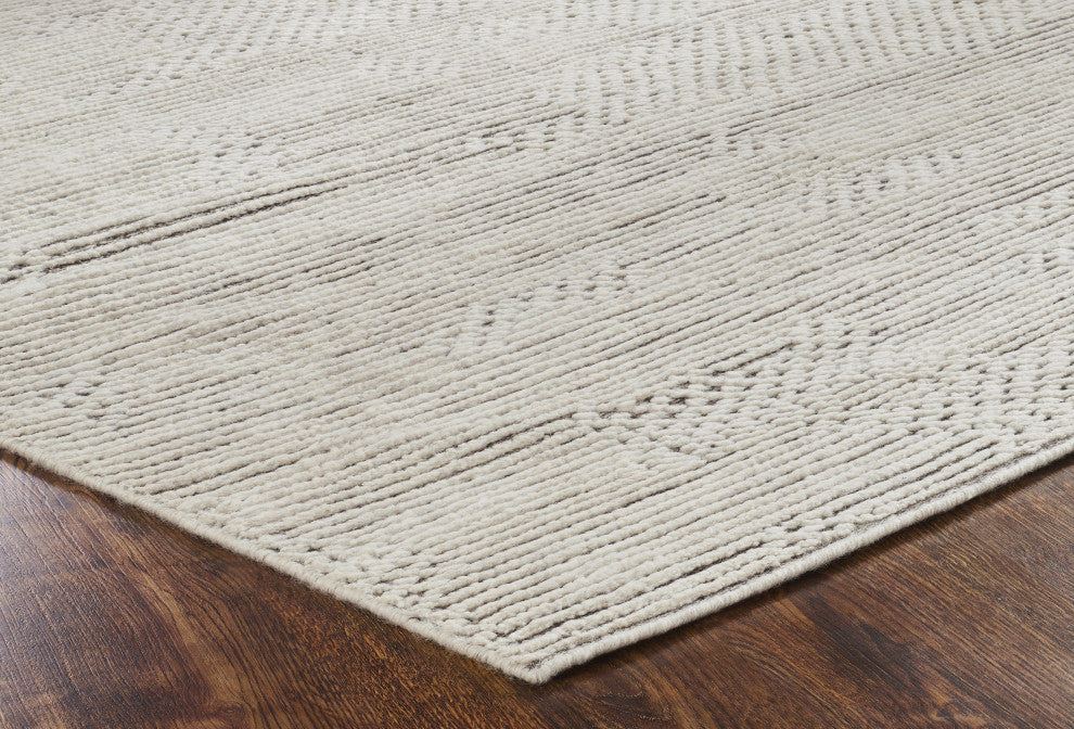 Ivory Contemporary Geometric Transitional High-Low Area Rug