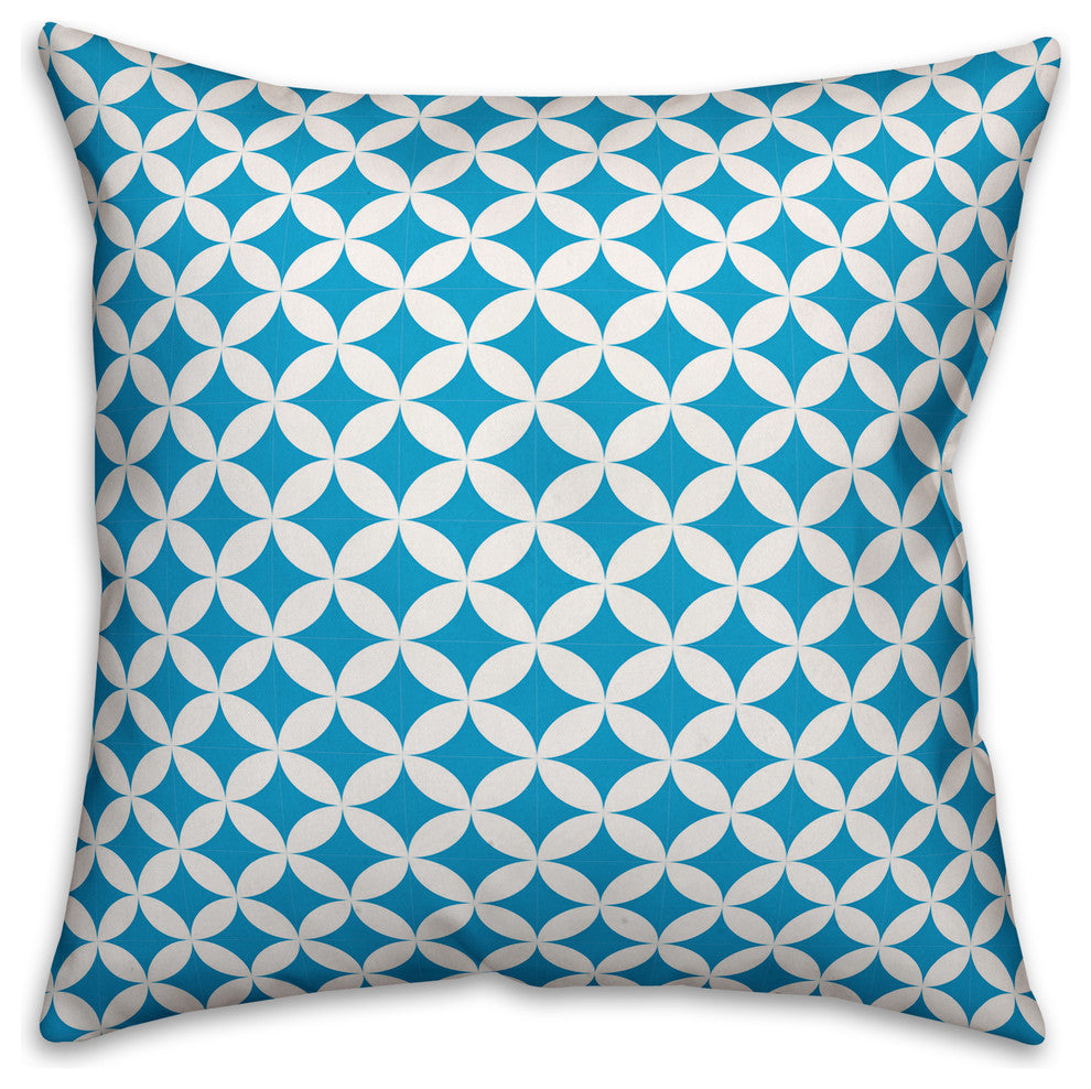 Blue Diamond Pattern Outdoor Throw Pillow, 20"x20"