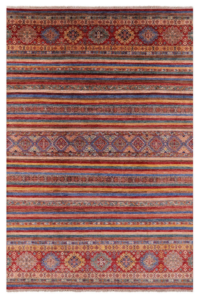 Super Kazak Khorjin Hand Knotted Rug 6' 9" X 9' 11" Q7532