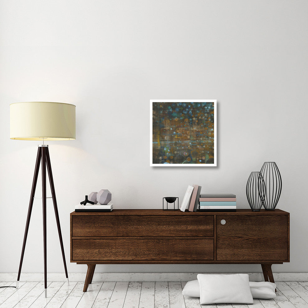 "Blue and Bronze Dots IX" Digital Paper Print by Danhui Nai, 26"x26"