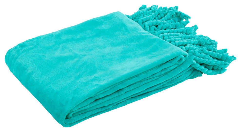 Braided Rope Flannel Fleece Throw, Baltic Blue, 50"x60"