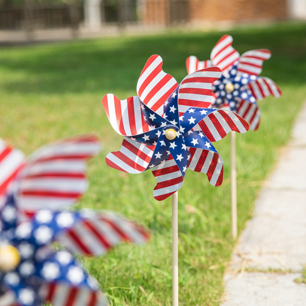 24"H Set of 6 Plastic Patriotic Windmills