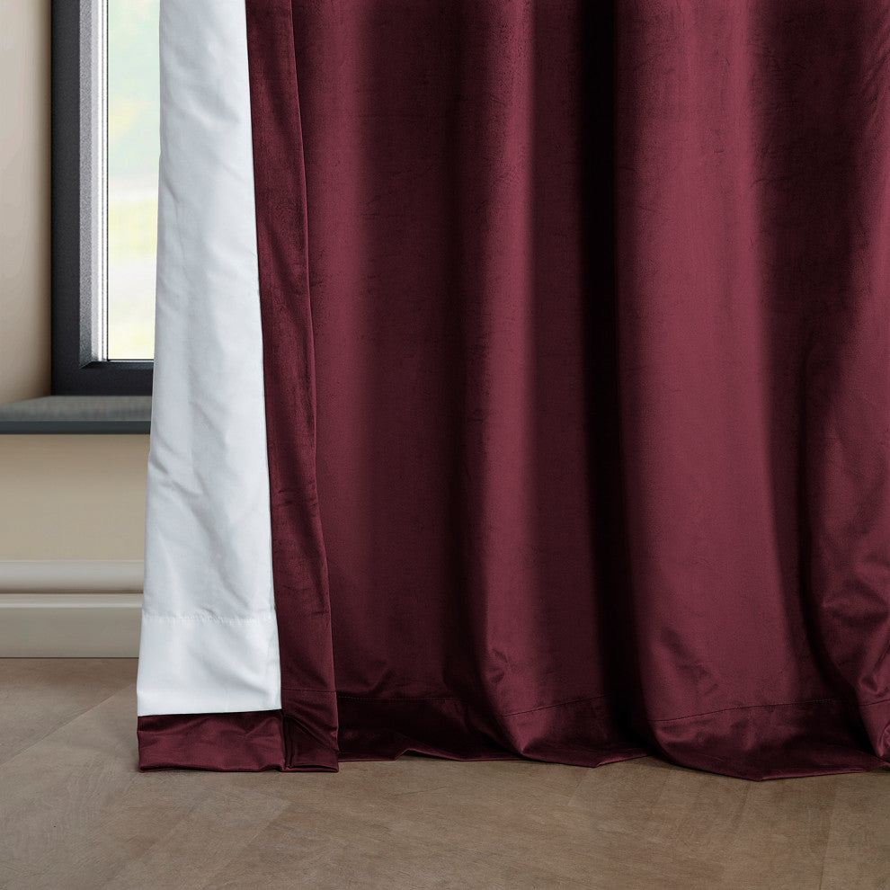 Heritage Plush Velvet Curtain Single Panel, Dark Merlot, 50"x96"
