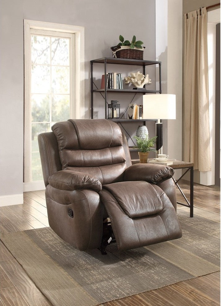 Leatherette Rocker Recliner, Dark Coffee Brown