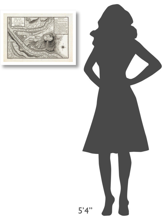 "Plan of the Town of Pittsburg, Pennsylvania, 1796" Paper Art, 24"x17"