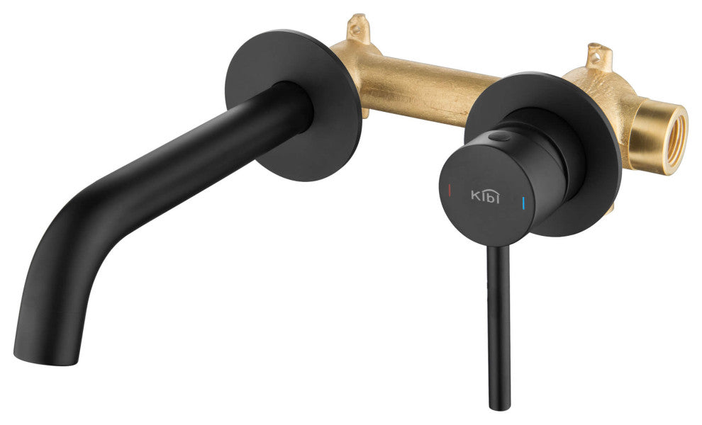 Circular Single Handle Wall Mounted Bathroom Sink Faucet, Matte Black