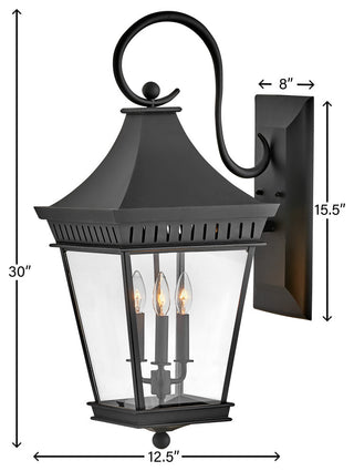 Hinkley Chapel Hill Large Wall Mount Lantern, Museum Black